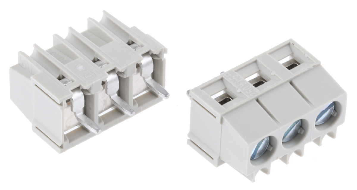 Wieland 8292 Series PCB Terminal Block, 3-Contact, 5.08mm Pitch, Through Hole Mount, 1-Row, Screw Termination
