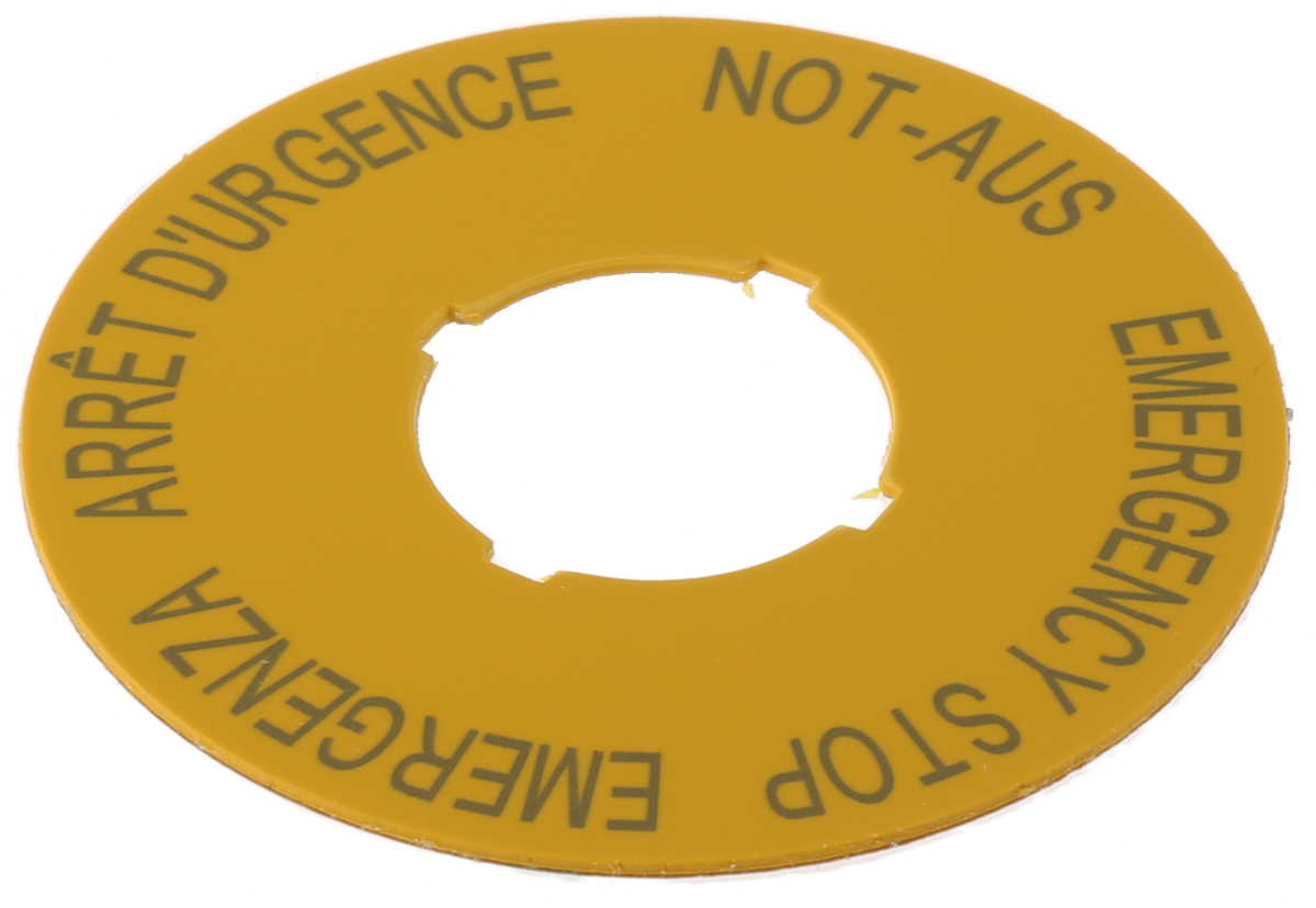 Eaton Label for Use with RMQ Titan Series, Arrêt d'urgence - Emergency Stop - Emergenza - Not-Aus