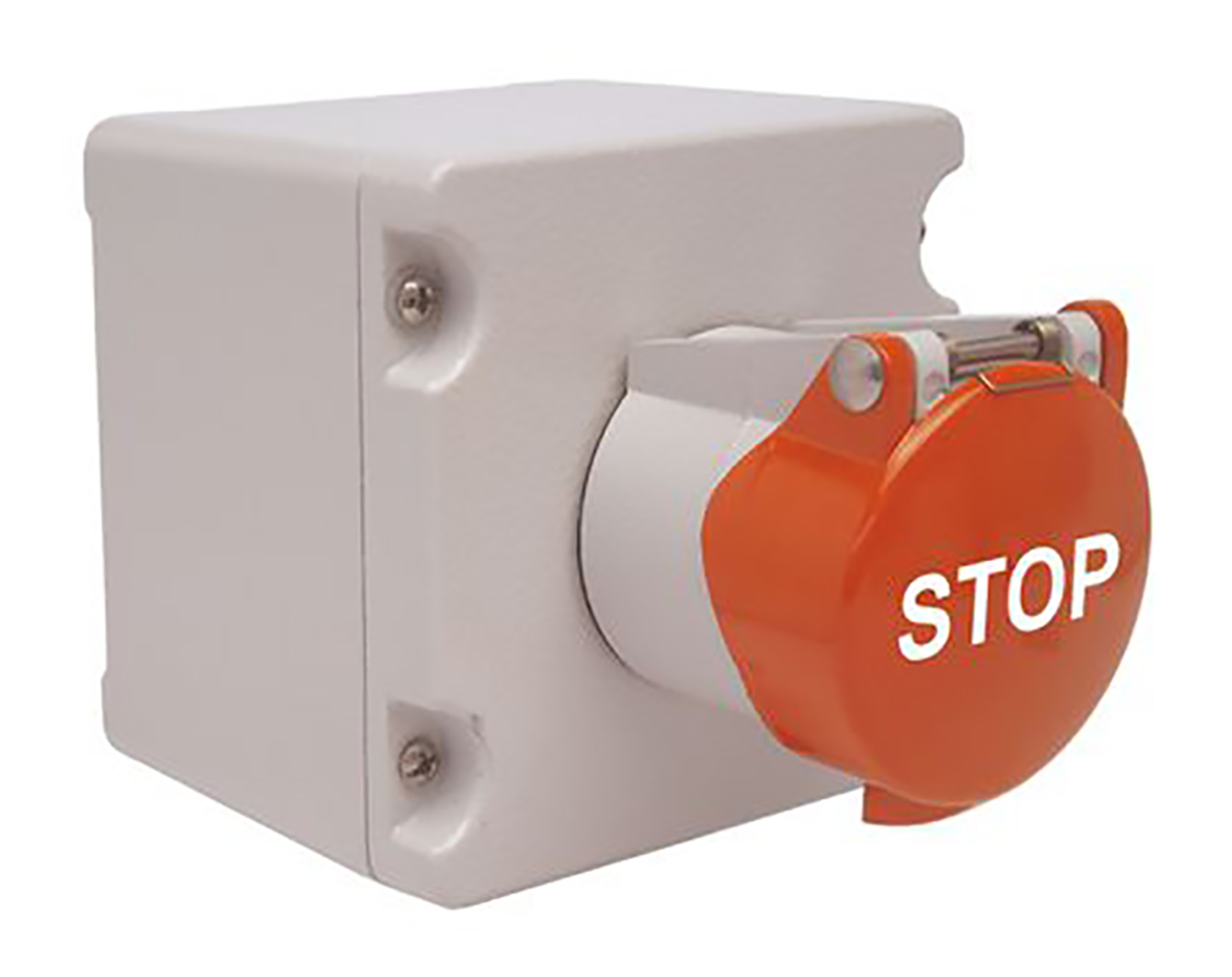 Craig & Derricott Pull to Reset (Stop) Push Button Control Station - SPDT, Die Cast Aluminium, Red, STOP, IP65