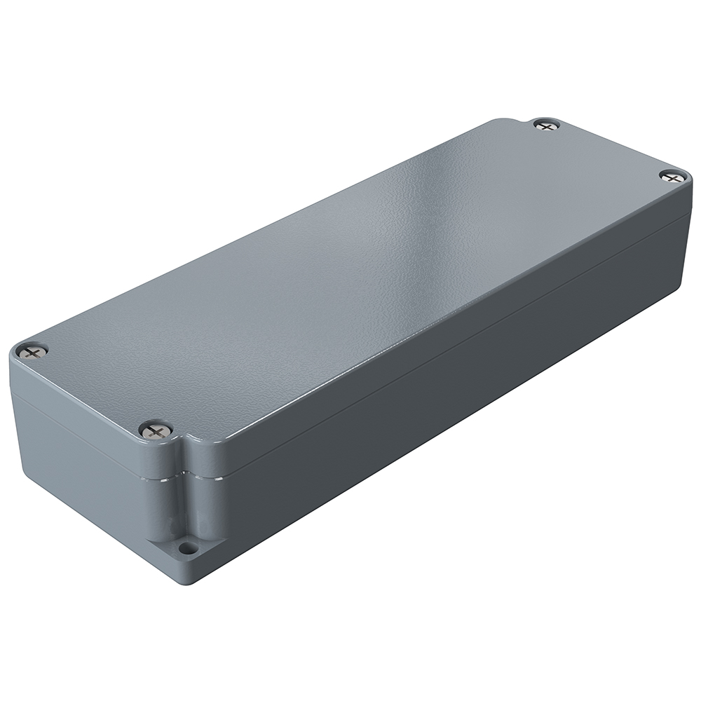 Rose Aluminium Standard Series Grey Die Cast Aluminium Enclosure, IP66, IK09, Grey Lid, 185 x 64 x 34mm