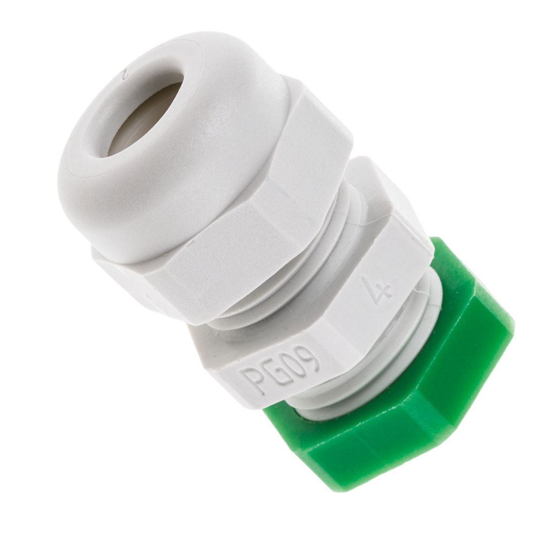 SIB WADI-TEC Series Grey PA 6 Cable Gland, PG9 Thread, 4.5mm min., 8mm max., IP68