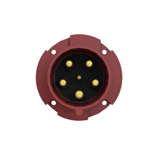 Amphenol Industrial, 2CMA1 IP44 Red Panel Mount 3P+N+E Industrial Power Plug, Rated At 63A, 415 V