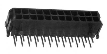 Molex Micro-Fit 3.0 Series Right Angle Through Hole PCB Header, 24 Contact(s), 3 mm Pitch, 2 Row, Shrouded