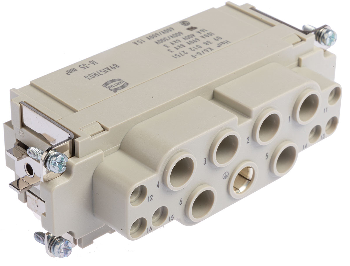 HARTING Heavy Duty Power Connector Insert, 100A, Female, Han K Series, 13 Contacts