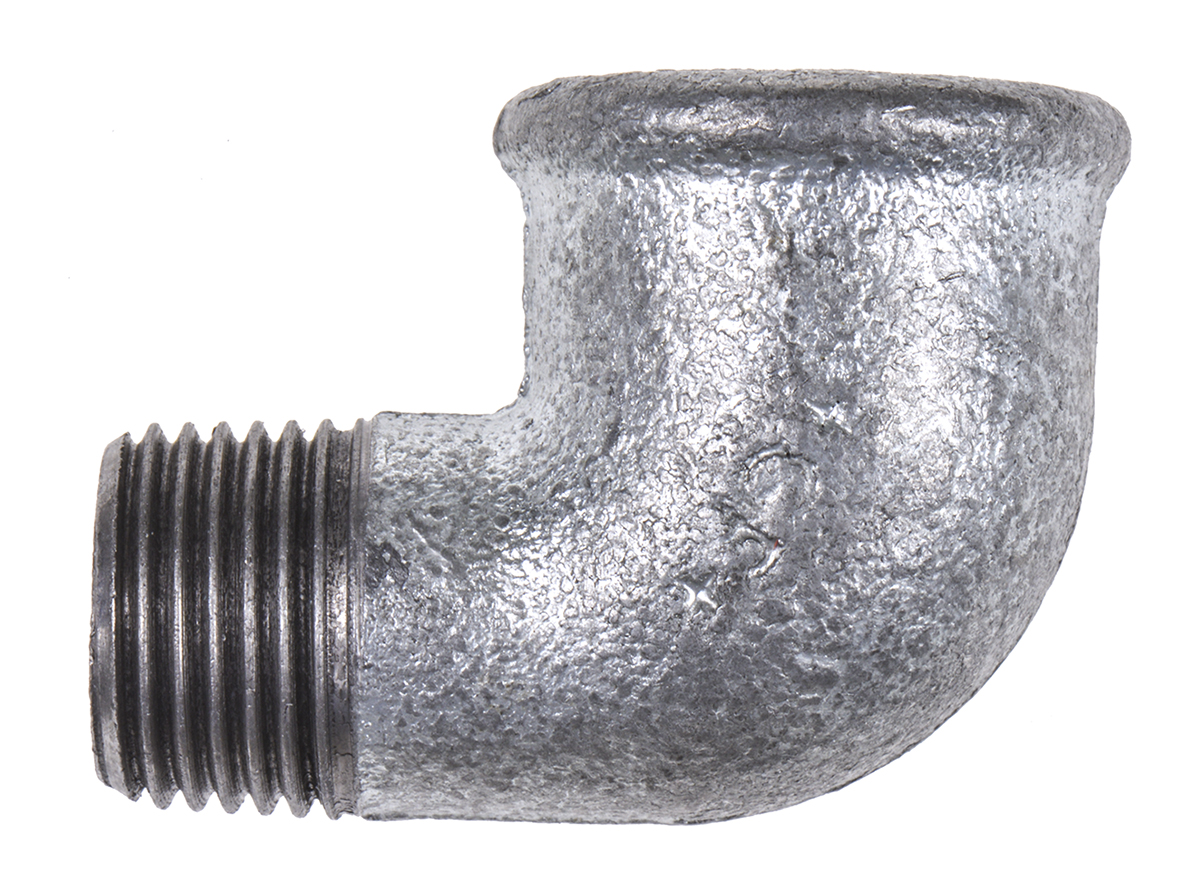 Georg Fischer Galvanised Malleable Iron Fitting, 90° Elbow, Male BSPT 1/2in to Female BSPP 1/2in