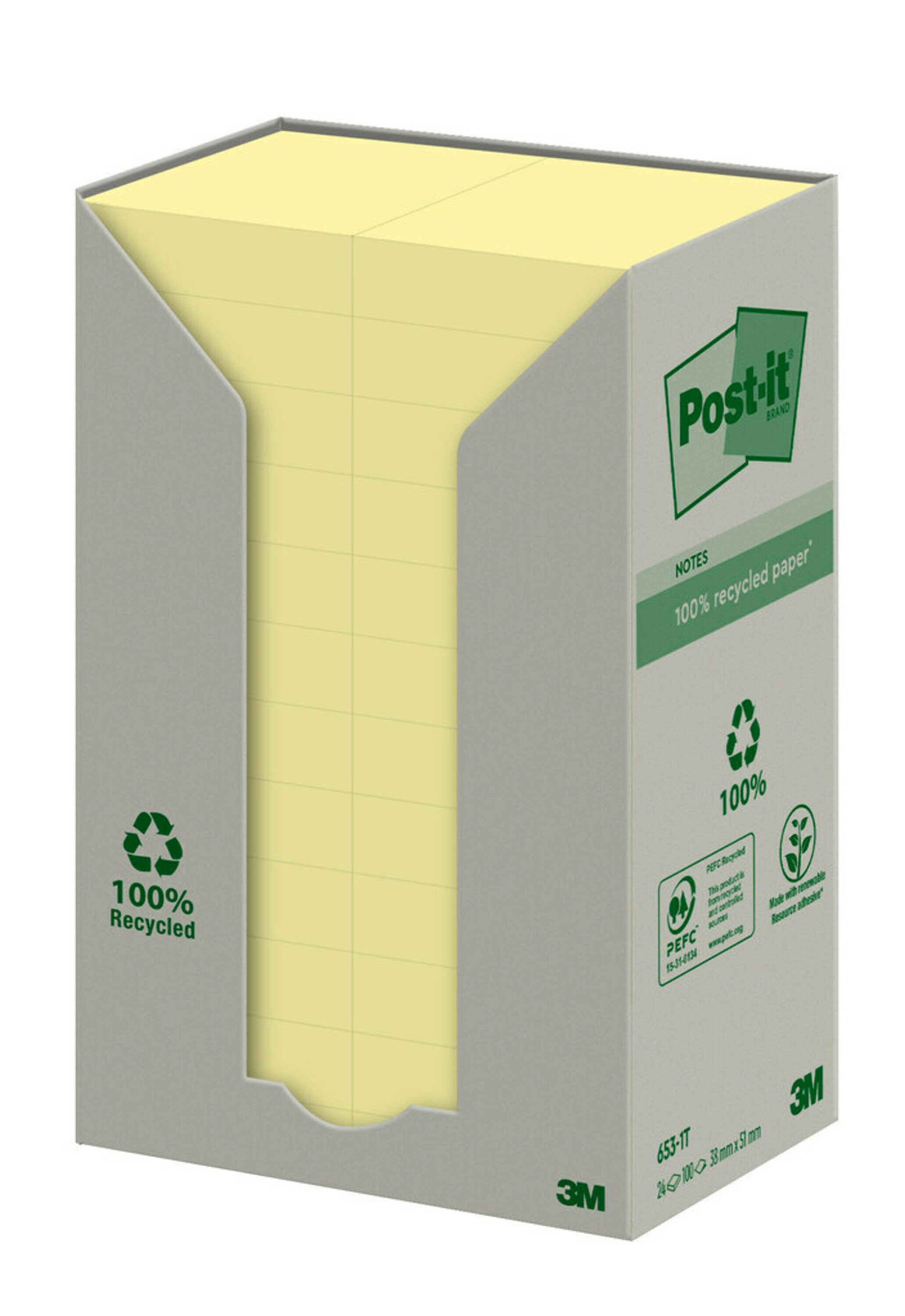 3M Yellow Sticky Note, 12 Notes per Pad, 76mm x 76mm