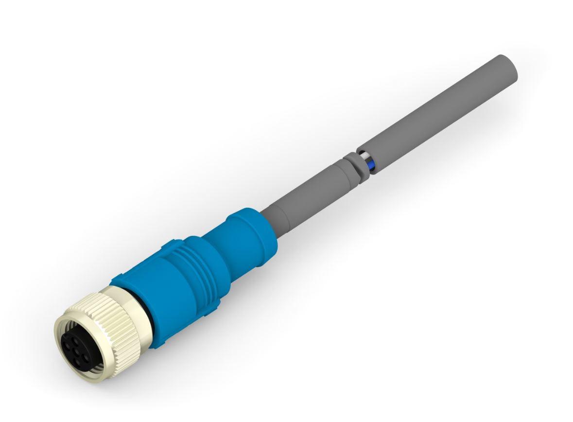 TE Connectivity Female 5 way Socket M12 to M12 Pigtail Cable Assembly, 1.5 m