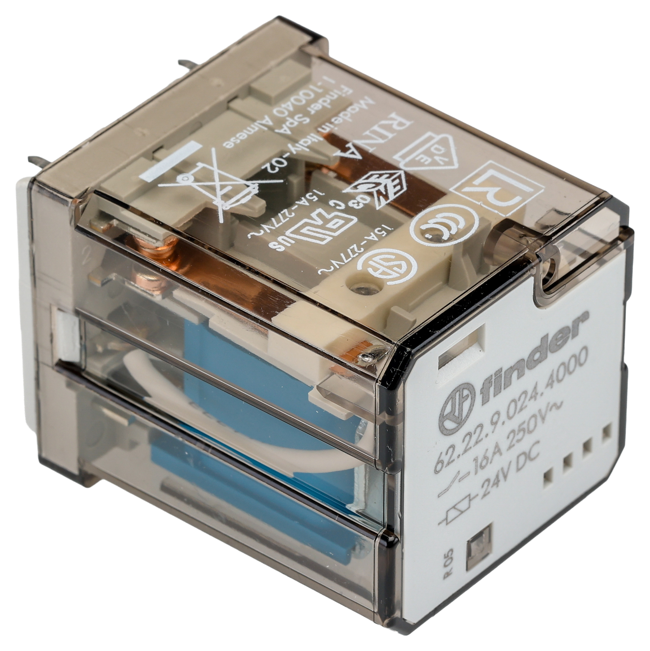 Finder PCB Mount Power Relay, 24V dc Coil, 16A Switching Current, DPDT