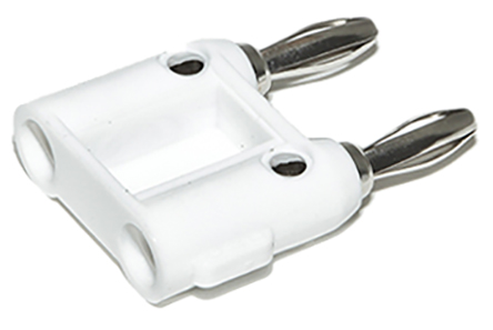Mueller Electric White Male Banana Plug, 4 mm Connector, Solder Termination, 15A, 5000V, Nickel Plating