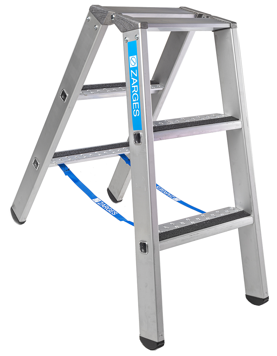 Zarges Aluminium 2 x 3 steps Step Ladder, 0.88m open length