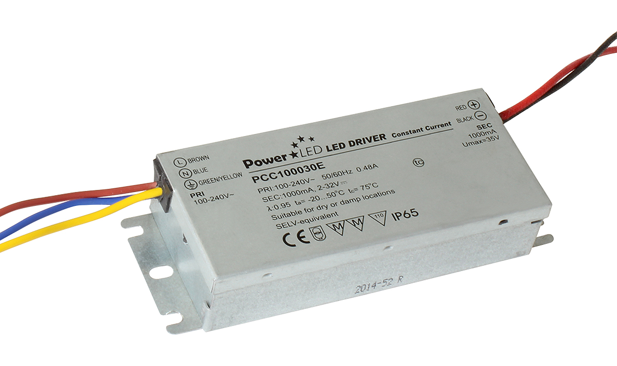 PowerLED LED Driver, 2 → 32V Output, 30W Output, 1A Output, Constant Current