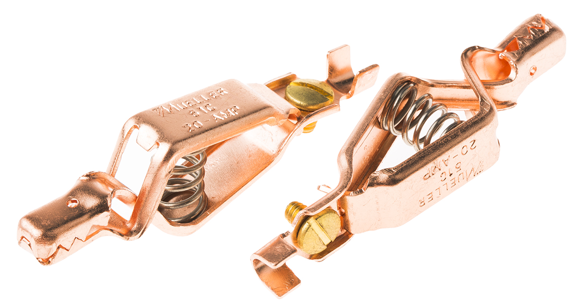 Mueller Electric Crocodile Clip, Copper Contact, 20A