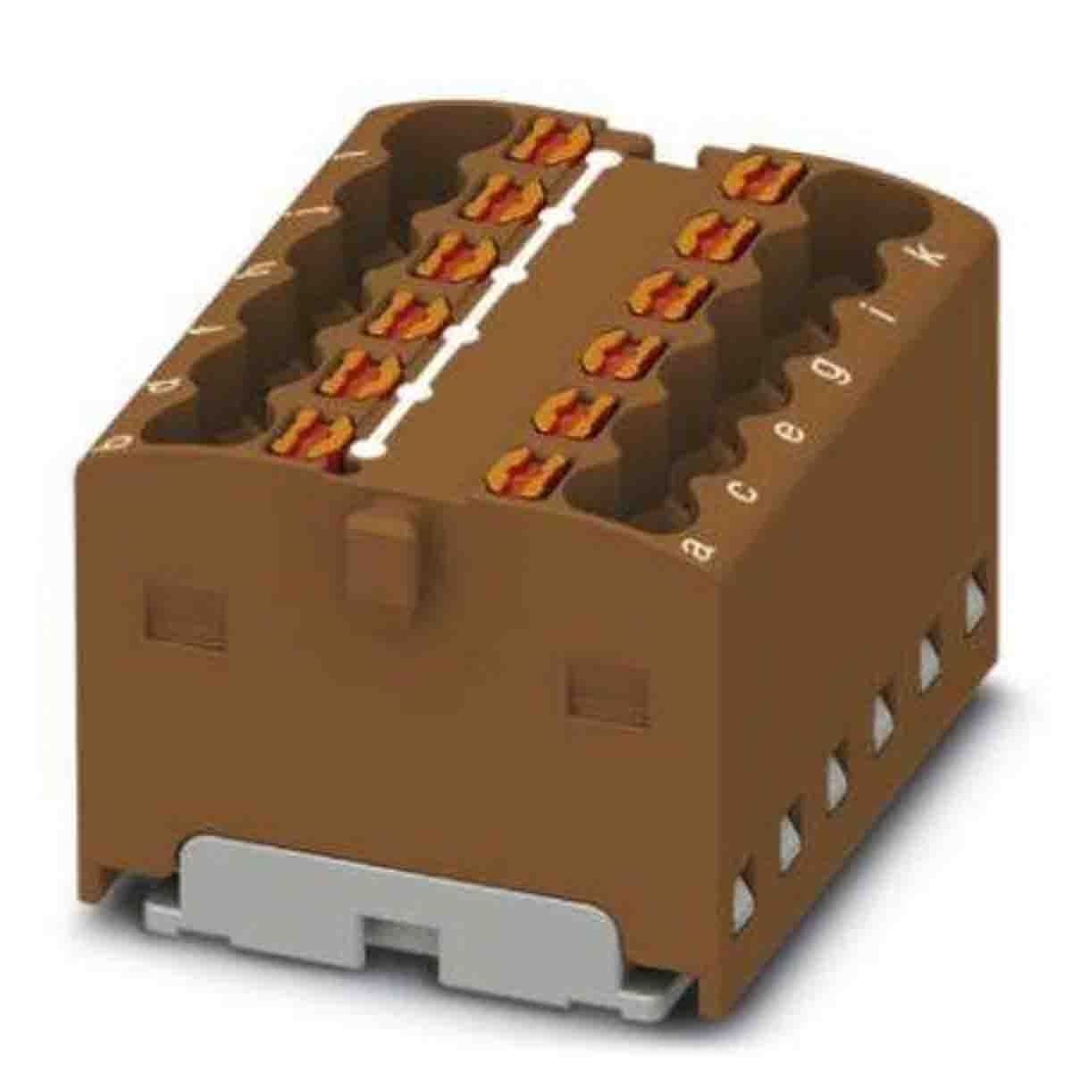 Phoenix Contact Distribution Block, 12 Way, 2.5mm², 17.5A, 450 V, Brown