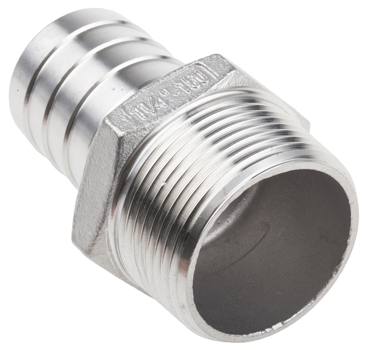 RS PRO Stainless Steel Pipe Fitting, Straight Hexagon Hose Nipple, Male R 1-1/4in x Male