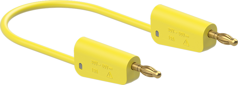 Staubli Test lead, 19A, 30V ac, Yellow, 2m Lead Length