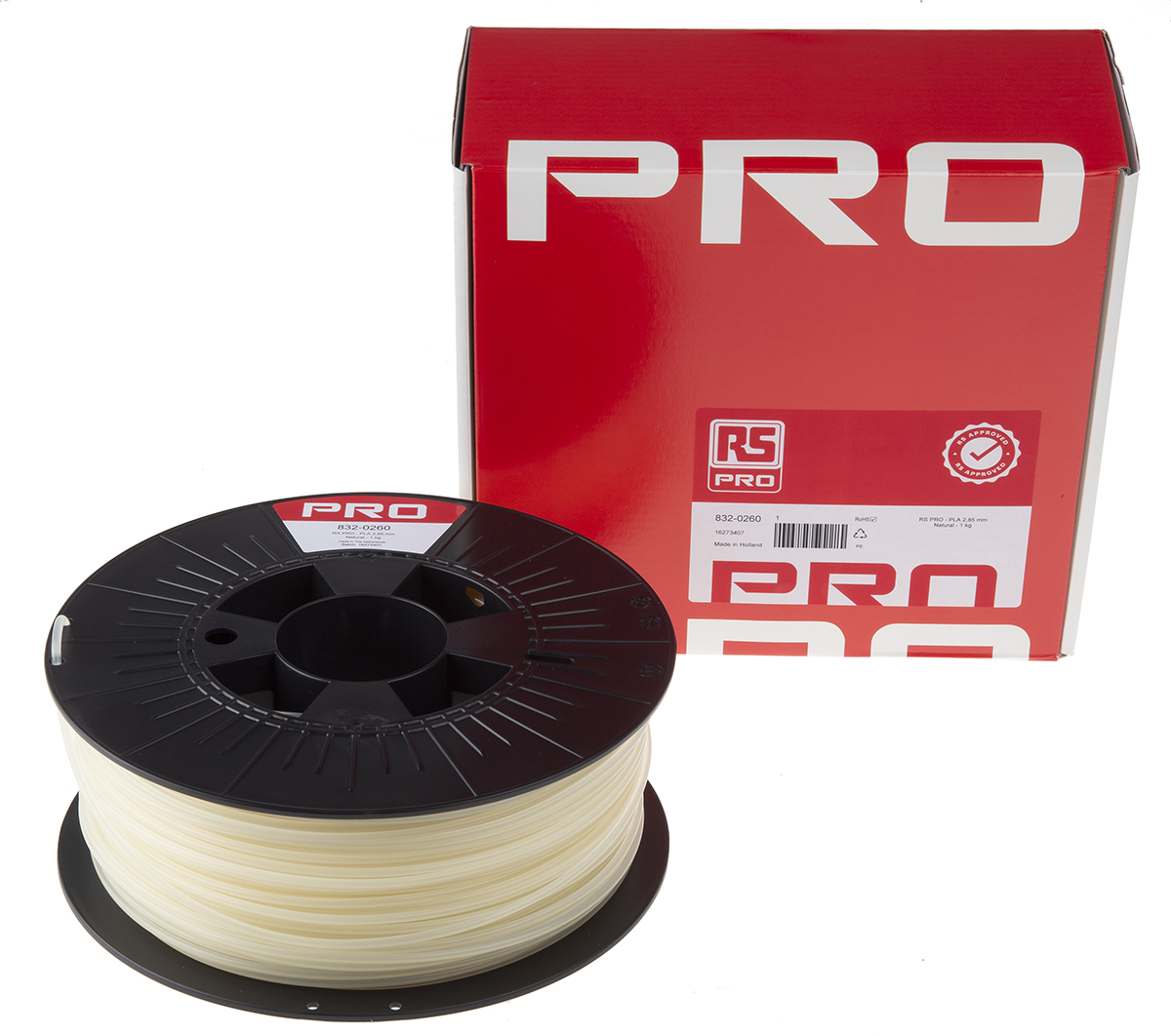 RS PRO 2.85mm Natural PLA 3D Printer Filament, 1kg