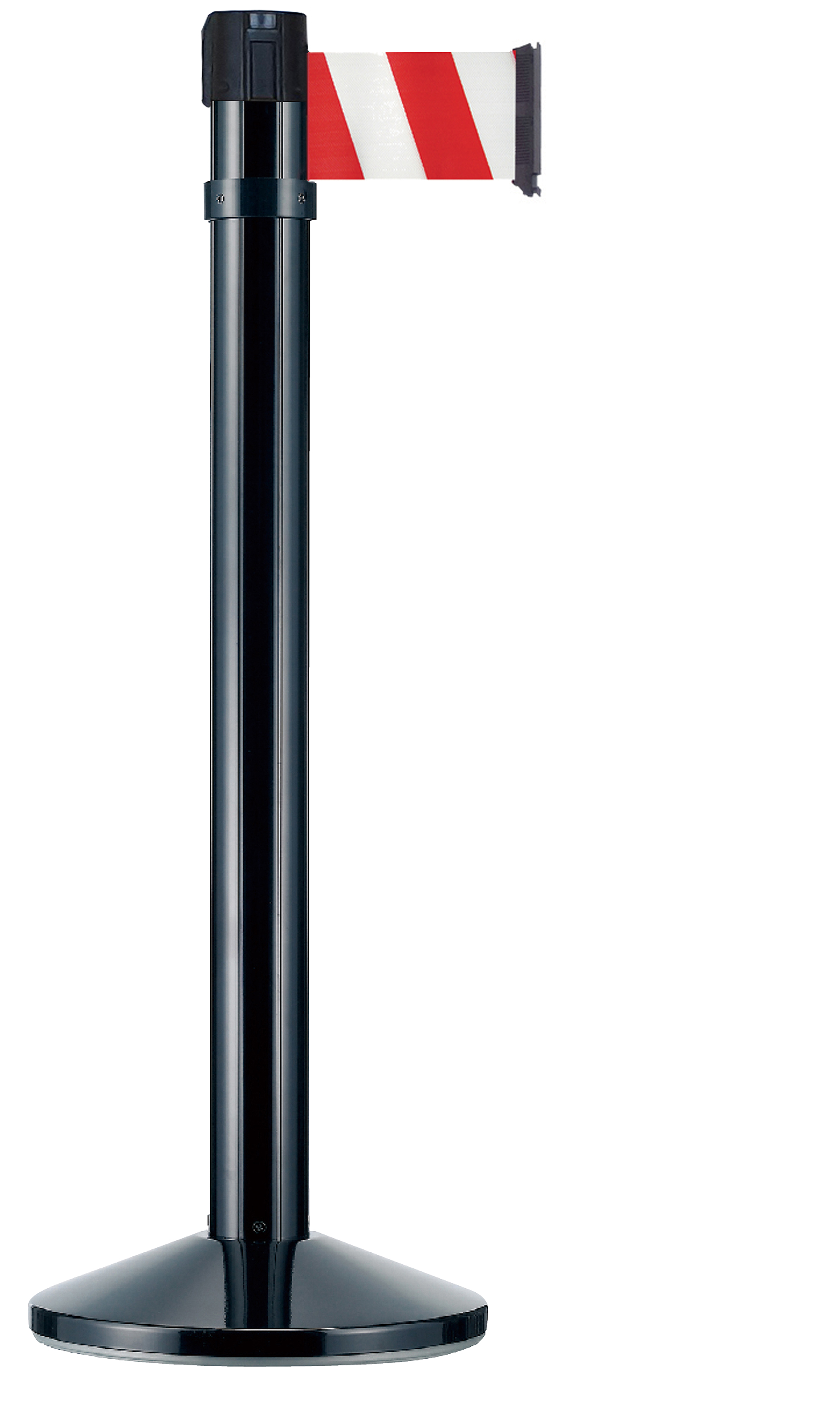 Viso Black Aluminium Barrier Post, 4m, Red, White Tape