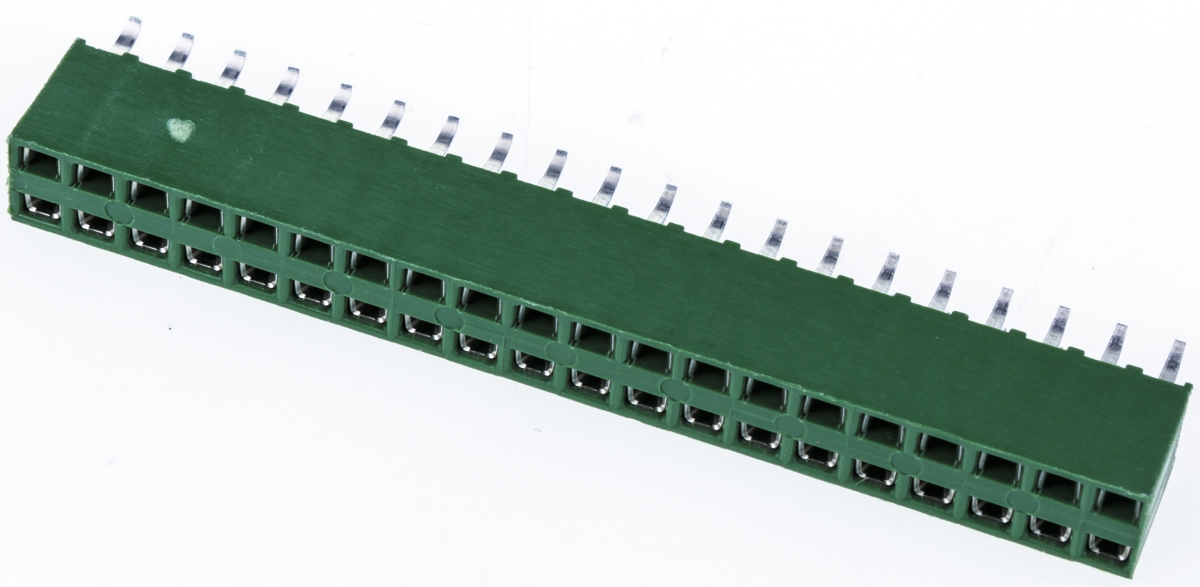 TE Connectivity AMPMODU HV100 Series Straight Through Hole Mount PCB Socket, 40-Contact, 2-Row, 2.54mm Pitch, Solder