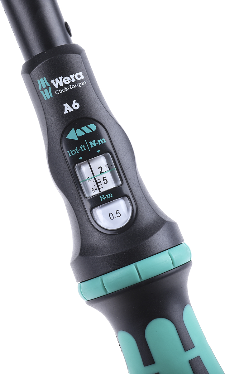 Wera Click-Torque A 6 Click Torque Wrench, 2.5 → 25Nm, 1/4 in Drive, Hex Drive