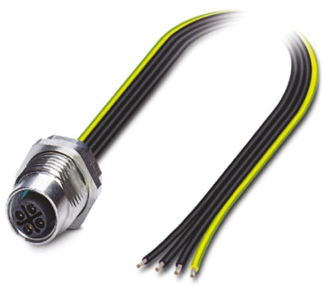 Phoenix Contact Female 4 way M12 to 4 way Free End Sensor Actuator Cable, 0.5 m