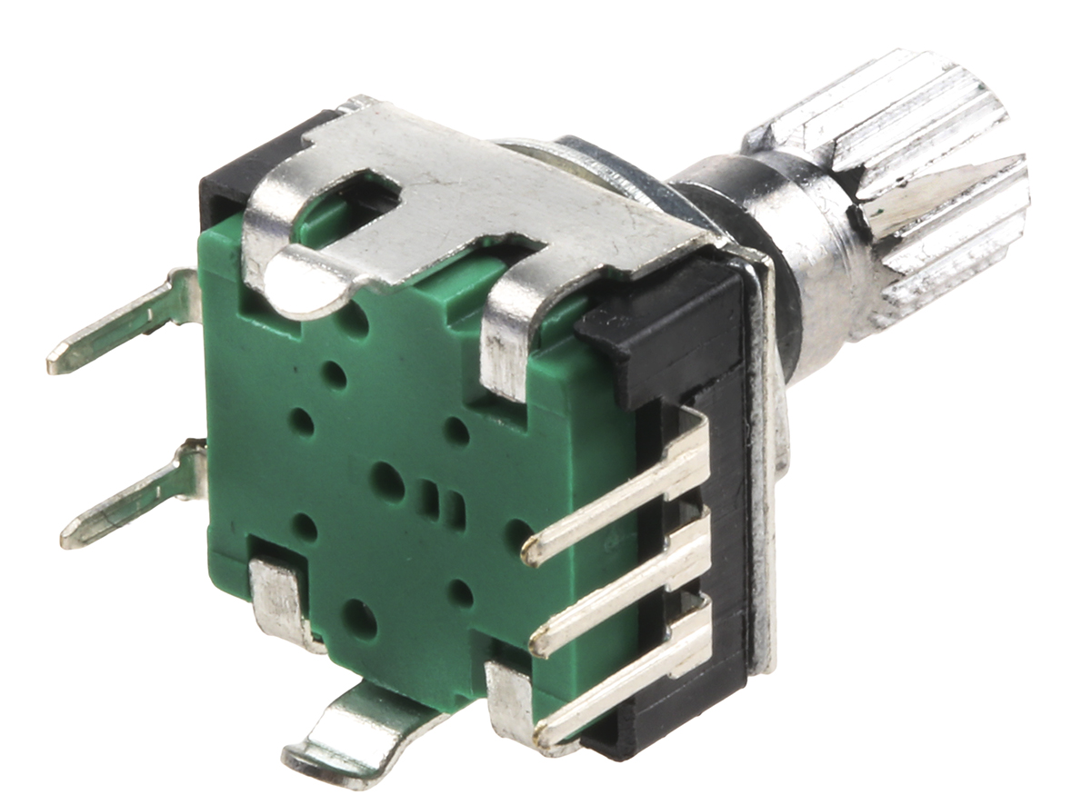 Bourns 24 Pulse Incremental Mechanical Rotary Encoder with a 6 mm Knurl Shaft (Not Indexed), Through Hole