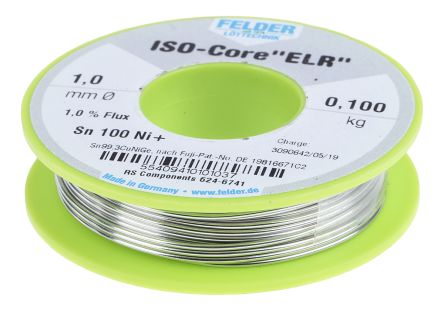 Felder Lottechnik Wire, 1mm Lead Free Solder, 227°C Melting Point