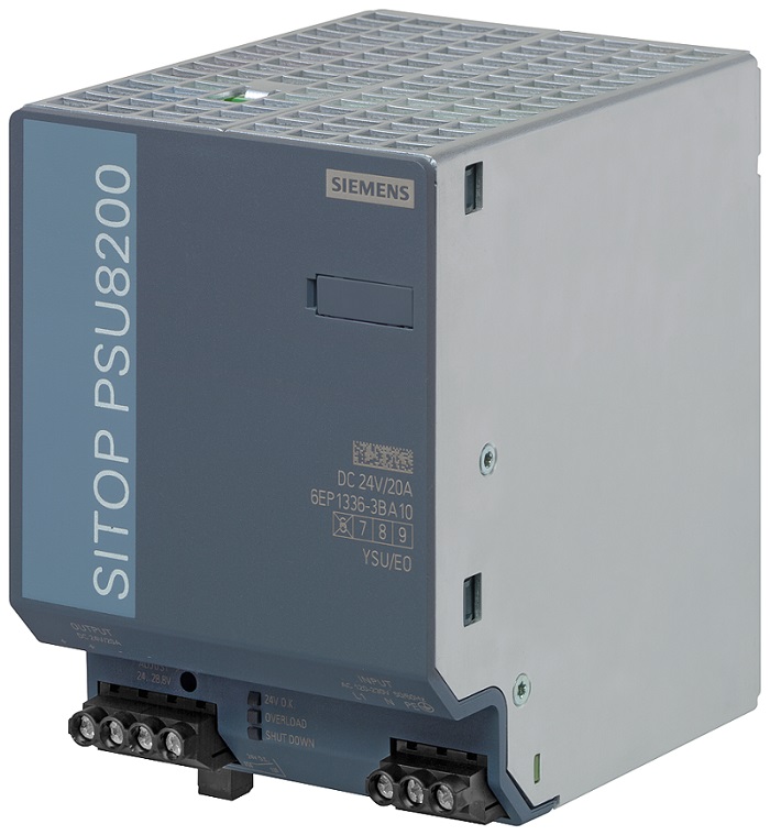 Siemens 6EP1336-3BA10, SITOP 480W Switch Mode DIN Rail Panel Mount Power Supply, 24V dc/ 20A