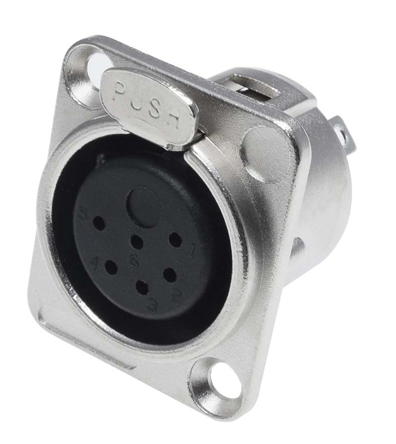 RS PRO Panel Mount XLR Connector, Female, 50 V, 6 Way, Nickel Plating