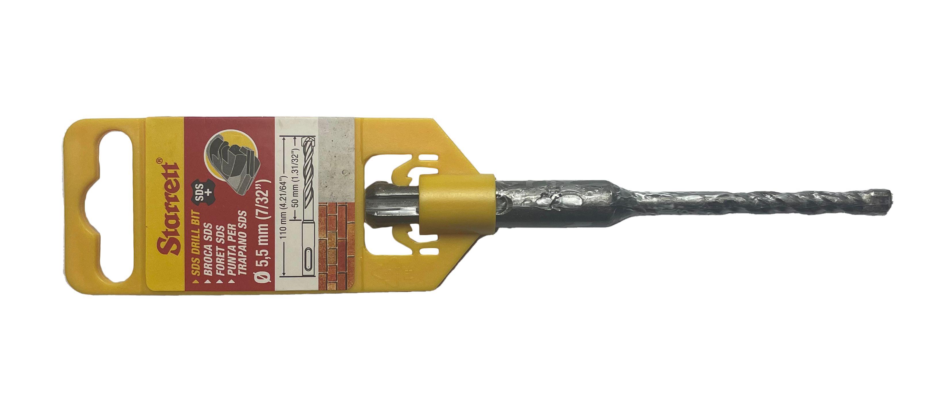 Starrett SDS Plus Series Carbide Tipped SDS Plus Drill Bit, 5.5mm Diameter, 110 mm Overall