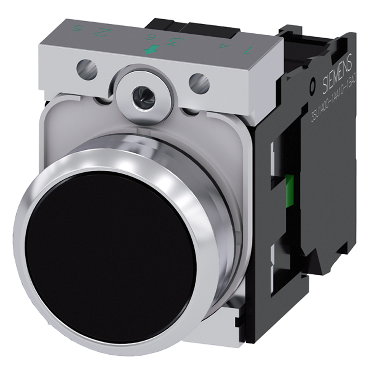 Siemens SIRIUS ACT 3SU11 Series Push Button, Momentary, Front, 22mm Cutout, SPST, 5 → 500V, IP66, IP67, IP69
