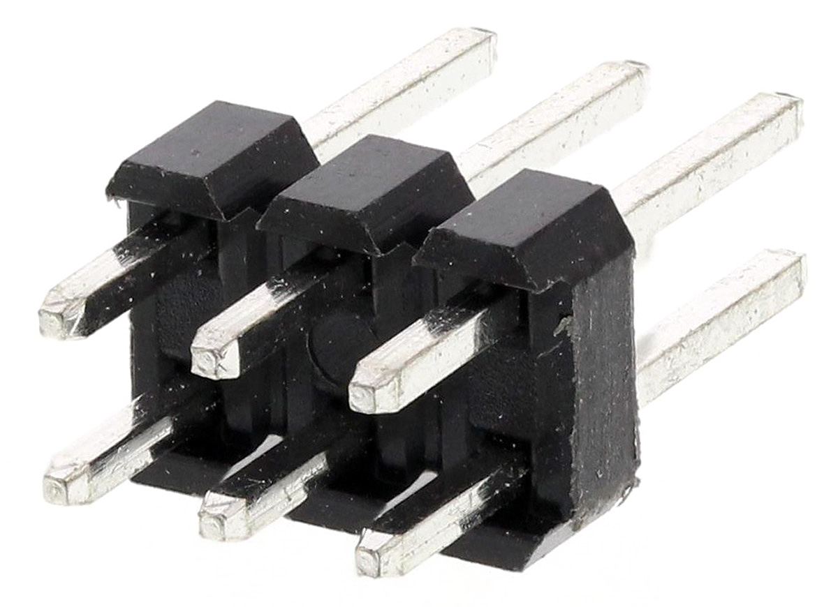 HARWIN M20 Series Straight Through Hole Pin Header, 6 Contact(s), 2.54 mm Pitch, 2 Row, Unshrouded