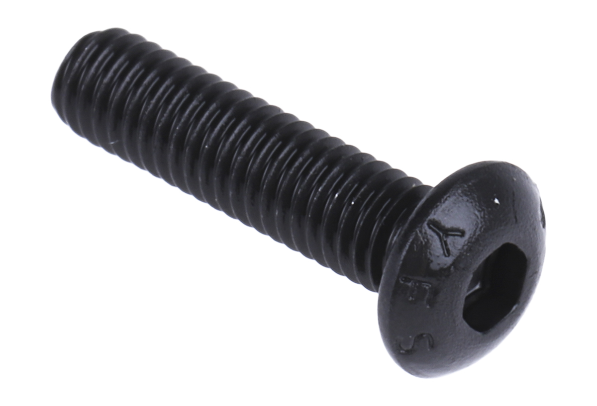 RS PRO Black, Self-Colour Steel Hex Socket Button Screw, ISO 7380, M3 x 12mm