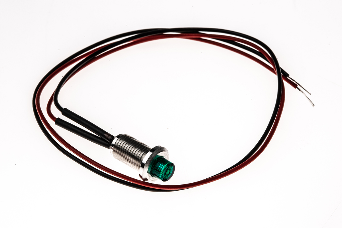 Oxley Green Panel Mount Indicator, 24V ac, 6.4mm Mounting Hole Size, Lead Wires Termination, IP66