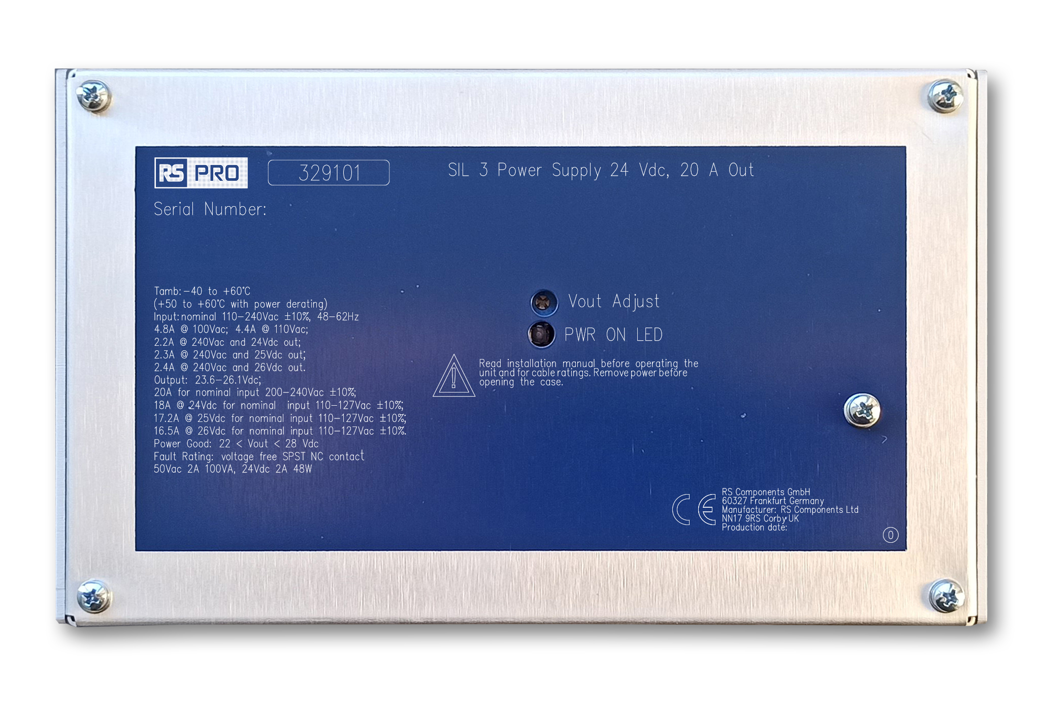 RS PRO Power Supply, 24V dc, 20A, 1-Output, 520W