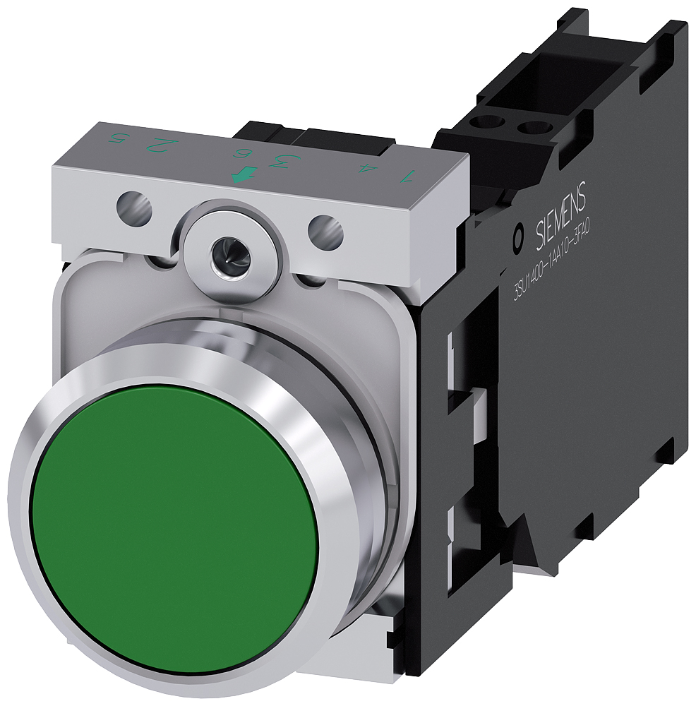 Siemens SIRIUS ACT 3SU11 Series Push Button Complete Unit, 22mm Cutout, SPST, IP66, IP67, IP69(IP69K)