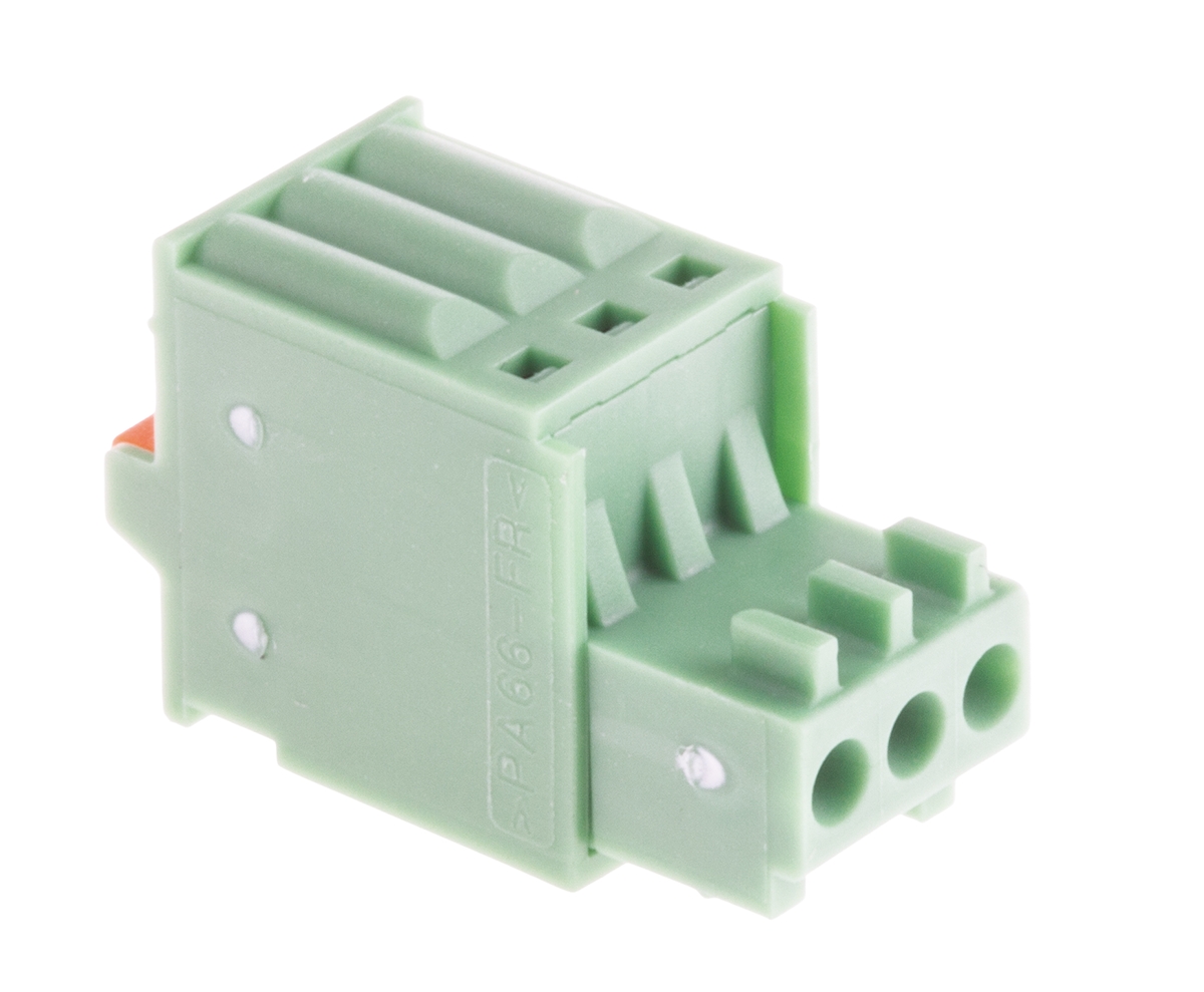 Phoenix Contact, 2.5mm Pitch, FC-MC 0.5/3-ST-2.5, 3 Way, , Pluggable Terminal Block, Plug, Cable Mount, Spring Cage