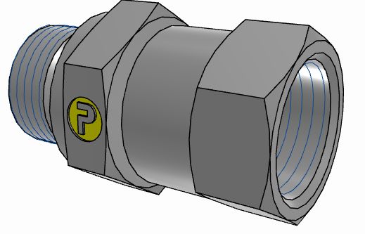 Parker Hydraulic Male Stud M18 Male to UNF 3/4-16 Female, 8M18F682EDMXS
