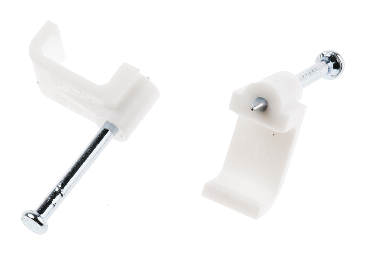 RS PRO White PE Rectangular cable clip