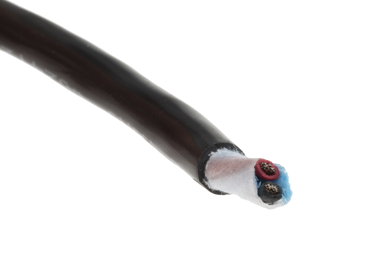 Alpha Wire Xtra-Guard 2 Performance Cable Control Cable, 2 Cores, 0.81 mm² 18 AWG, Unscreened, 30 m, Black Polyvinyl