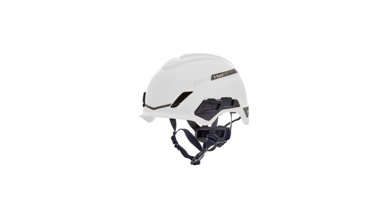MSA Safety White Safety Helmet with Chin Strap, Ventilated