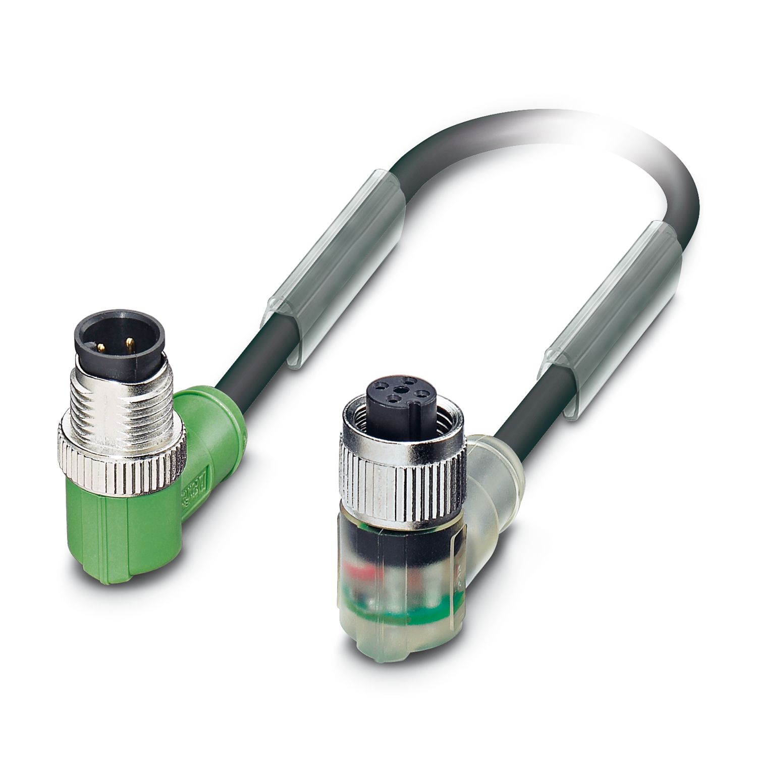 Phoenix Contact Male 4 way Angled Plug M12 to Female 4 way Angled Socket M12 Sensor Actuator Cable, 0.6 m