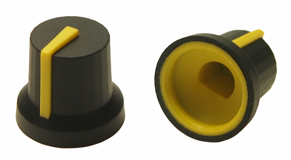 RS PRO 16.2mm Black Potentiometer Knob for 6mm Shaft D Shaped