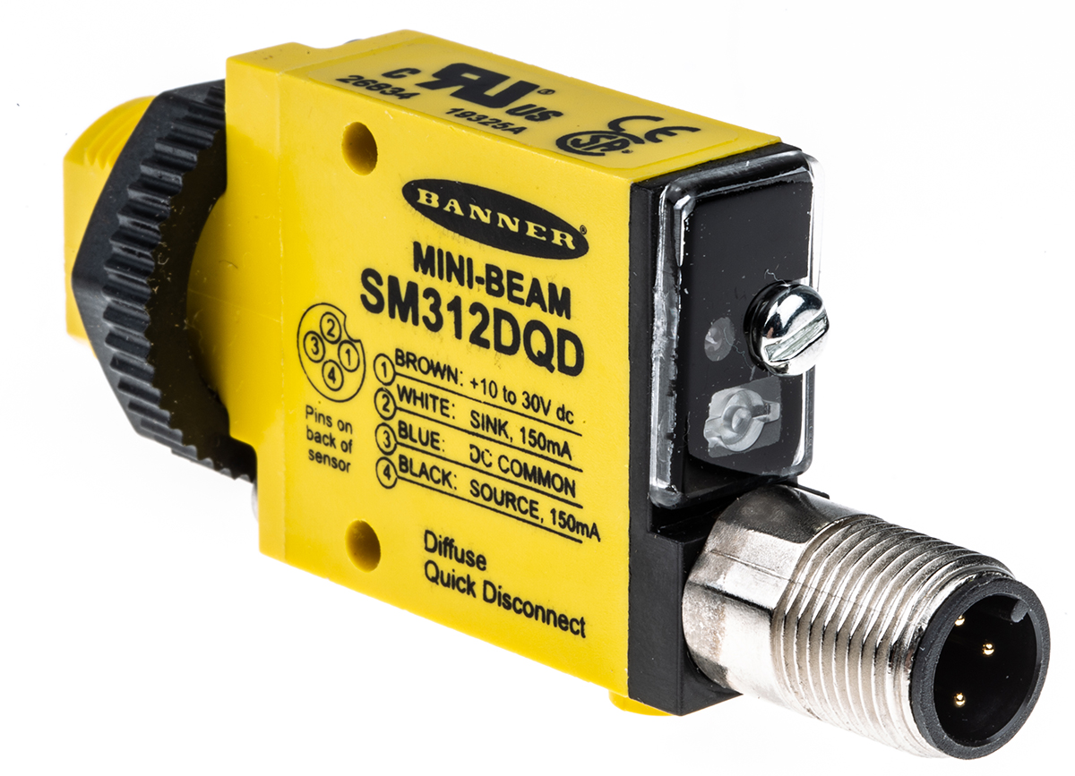 Banner Diffuse Photoelectric Sensor, Block Sensor, 380 mm Detection Range