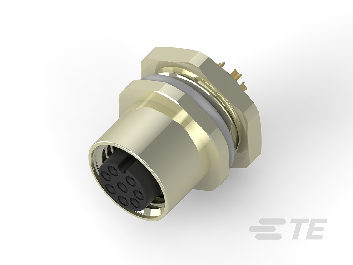 TE Connectivity Circular Connector, 8 Contacts, Front, M12 Connector, Socket, Female, IP67, M12 Series