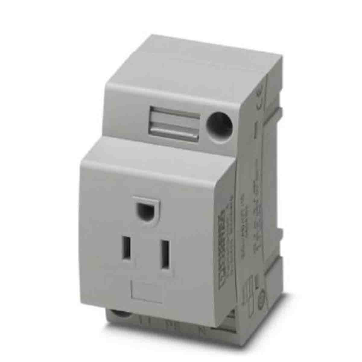 Phoenix Contact USA Mains Sockets, 15A Grey, DIN Rail Screw, 125 V