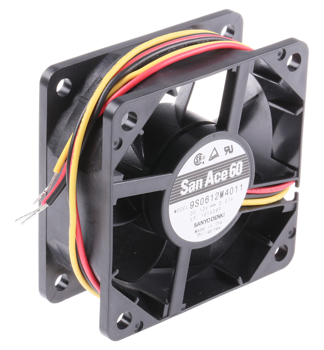 Sanyo Denki San Ace 9S Series Axial Fan, 12 V dc, DC Operation, 24m³/h, 840mW, 70mA Max, 60 x 60 x 25mm