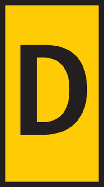 HellermannTyton WIC Snap On Cable Markers, Yellow, Pre-printed "D", 2 → 2.8mm Cable, for Cables and Wires,