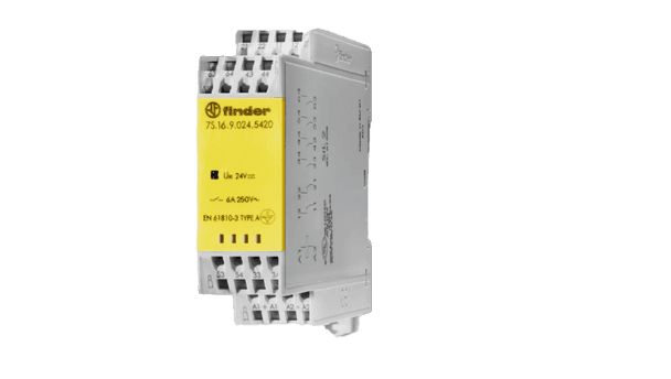 Finder 7S.16 7S Series 0 Auxiliary Contacts Safety Relay 110V dc 6 Safety Contacts