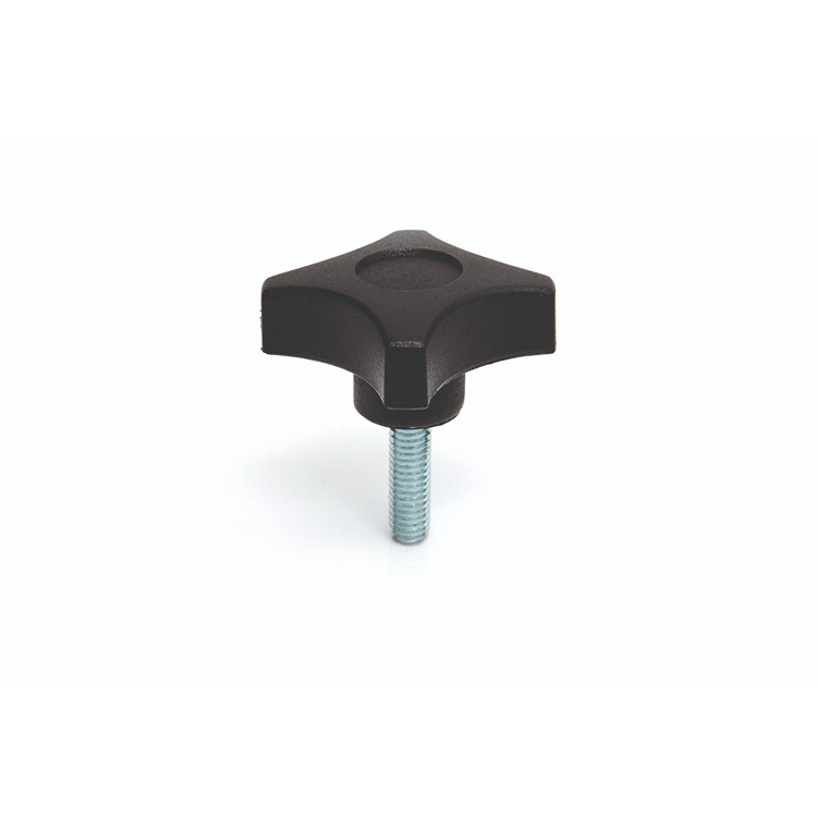 RS PRO Black Thermoplastic Clamping Knob, M6 x 15, Threaded Mount