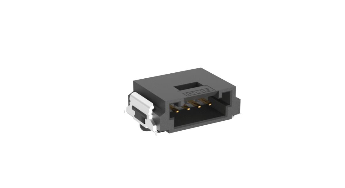ERNI MiniBridge Series Right Angle Surface PCB Header, 4 Contact(s), 1.27 mm Pitch, 1 Row, Shrouded